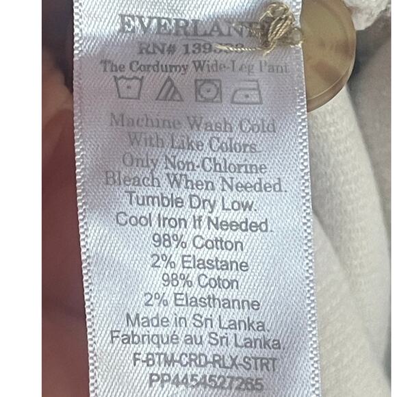 EVERLANE The Corduroy Wide-Leg Pant Cream  - Size 4 - Picture 9 of 15